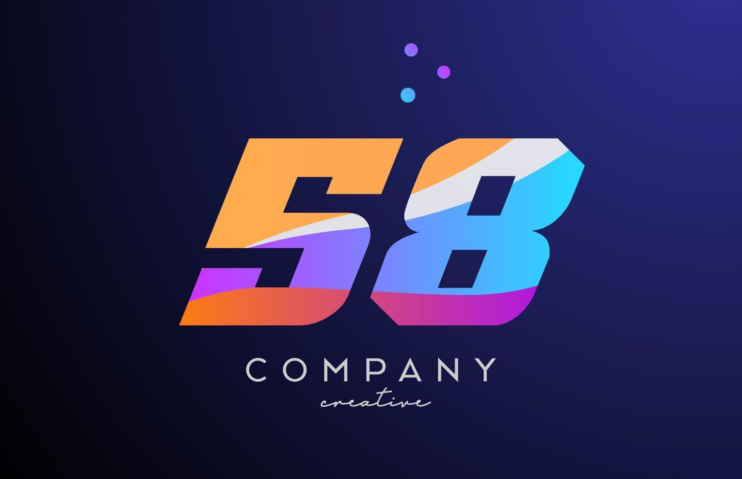 colorato numero 58 logo icona con punti. giallo blu rosa modello design per un' azienda e affari vettore