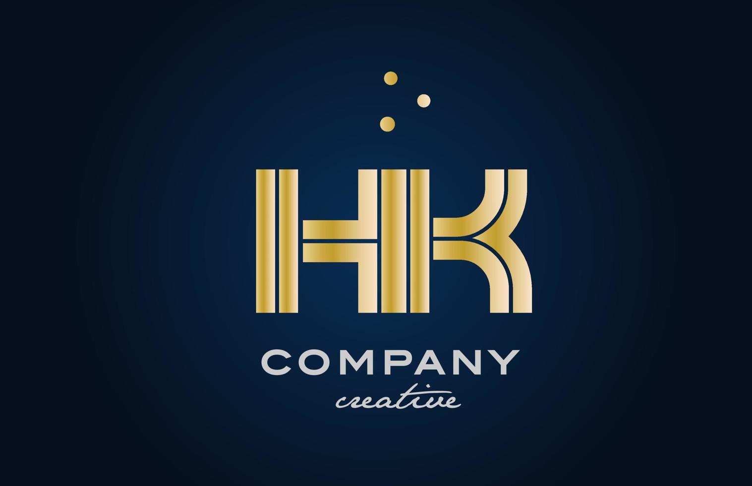 oro d'oro HK combinazione alfabeto grassetto lettera logo con punti. Iscritto creativo modello design per azienda e attività commerciale vettore