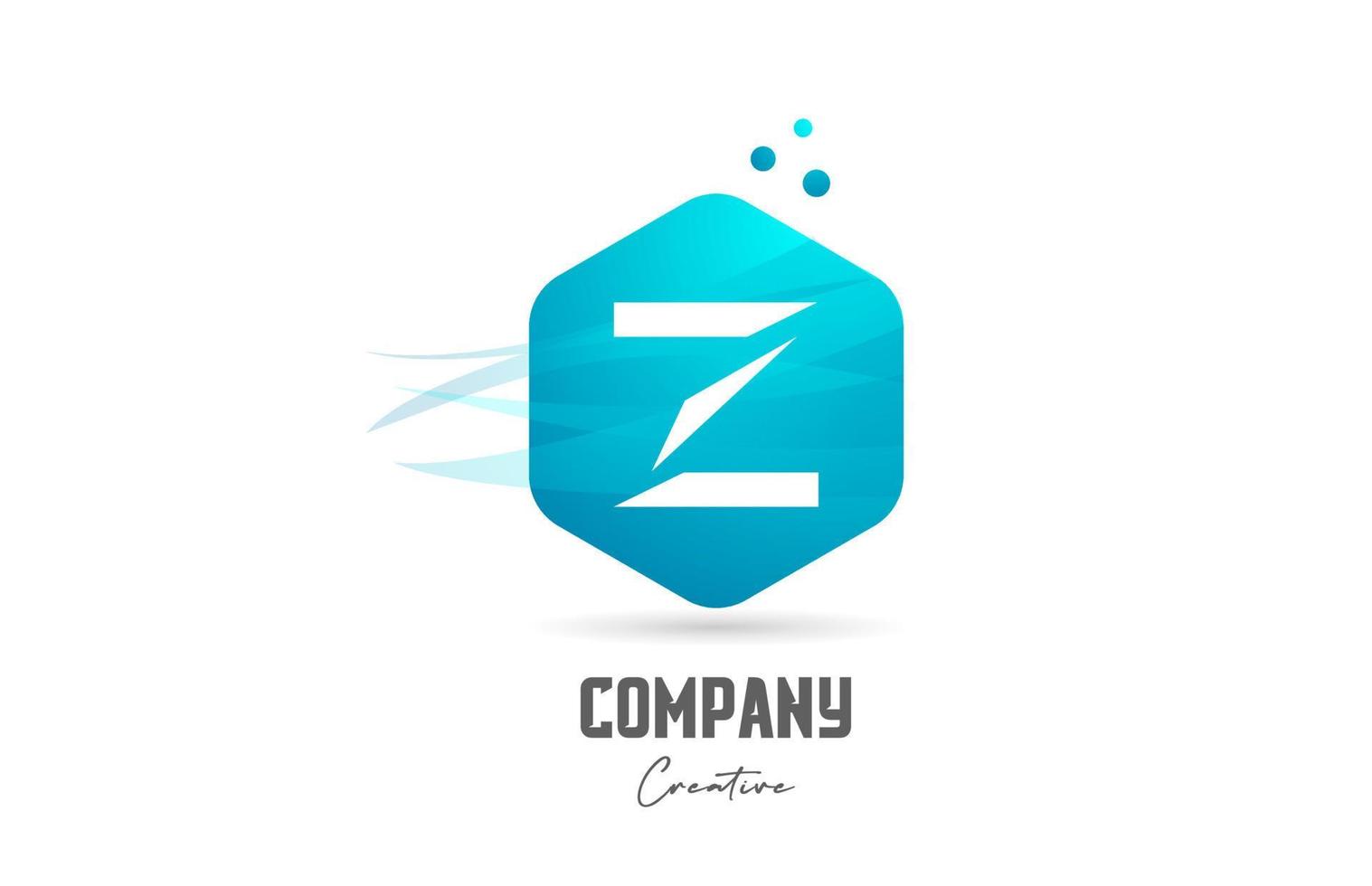 esagono z lettera alfabeto logo icona design con blu colore e punti. creativo modello per azienda e attività commerciale vettore