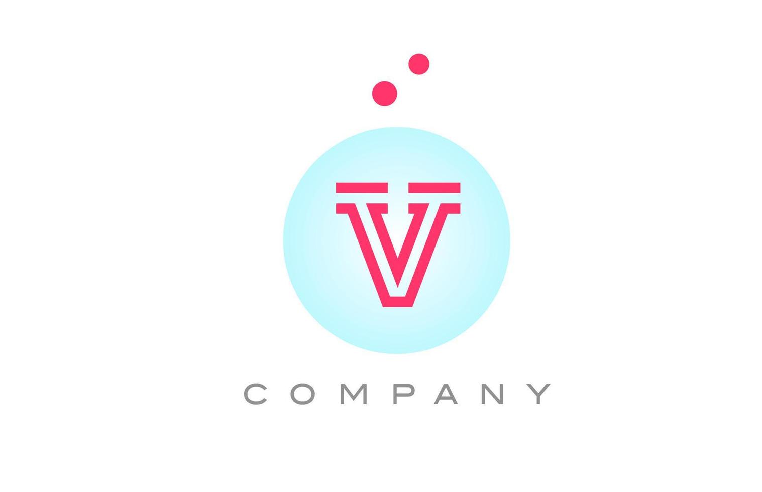 blu rosa v alfabeto lettera logo icona design con punti. creativo modello per attività commerciale e azienda vettore