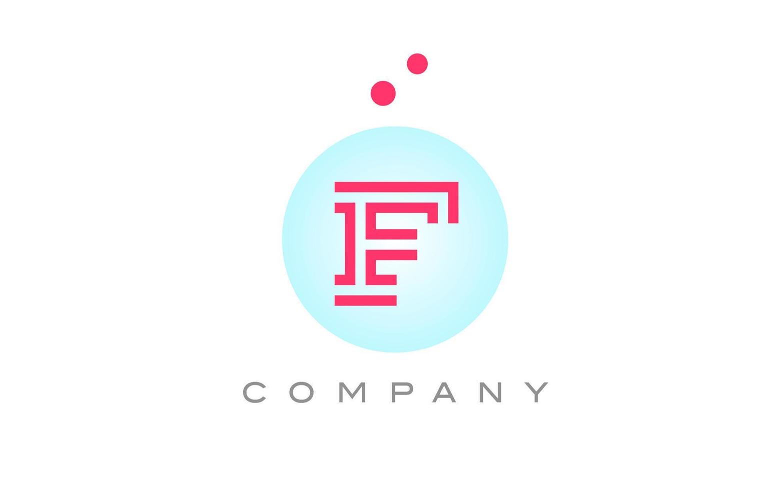 blu rosa f alfabeto lettera logo icona design con punti. creativo modello per attività commerciale e azienda vettore