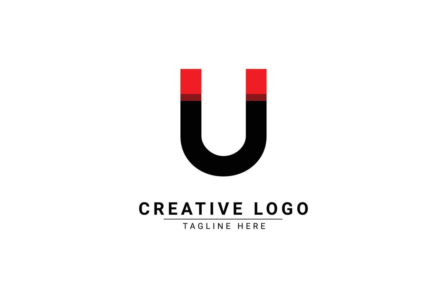 iniziale lettera u logo. rosso e nero forma c lettera logo con ombra utilizzabile per attività commerciale e il branding loghi. piatto vettore logo design modello elemento.