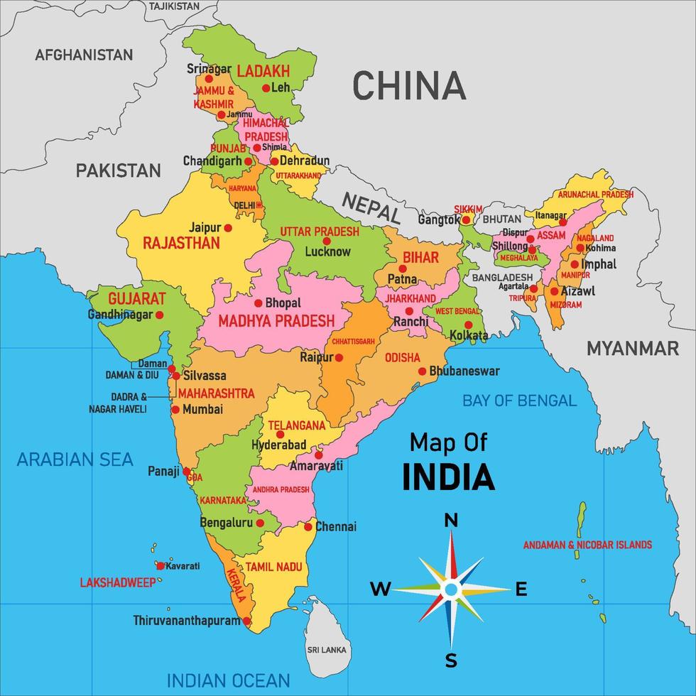 nazione carta geografica India concetto vettore