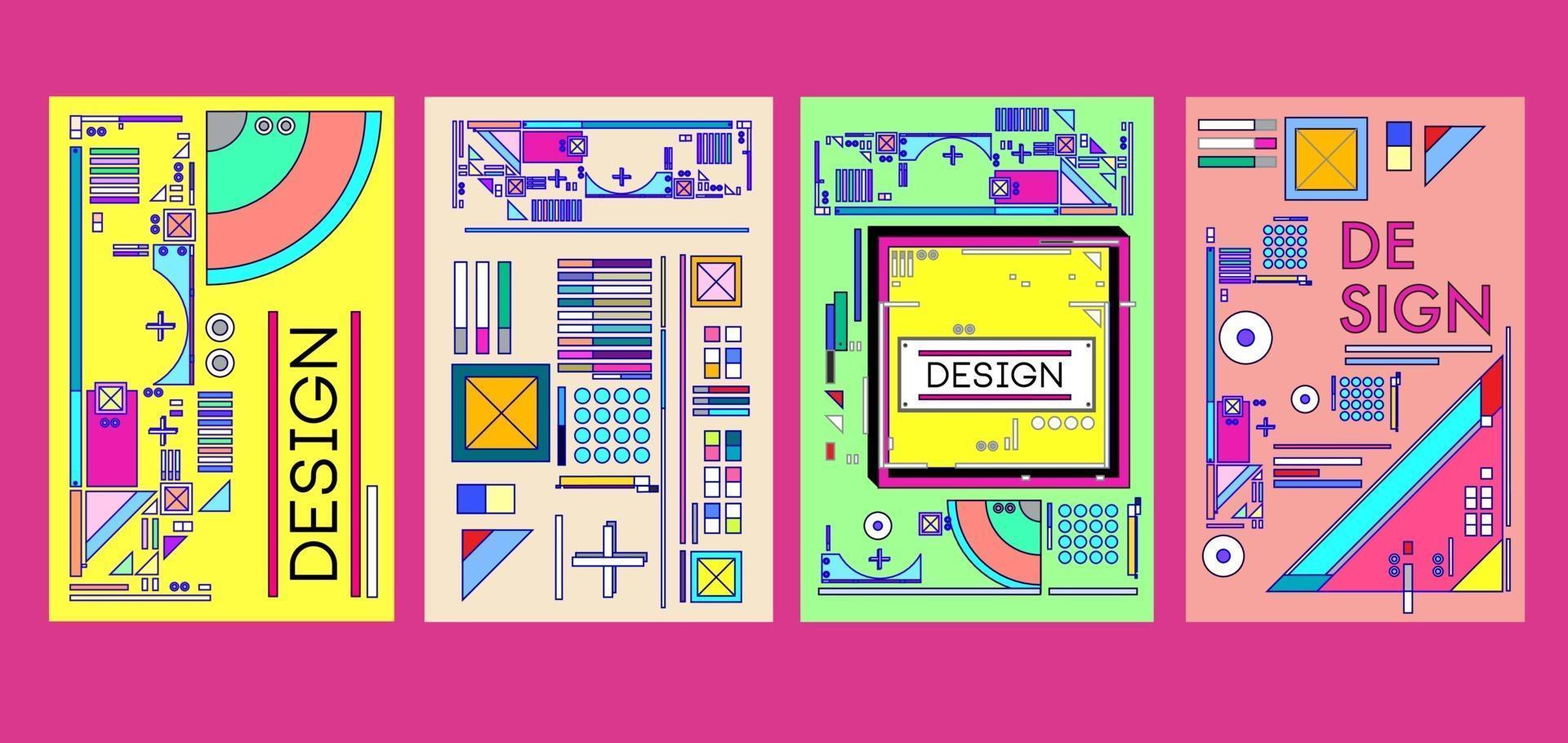 vettore astratto geometrico colorato e poster collage di testo