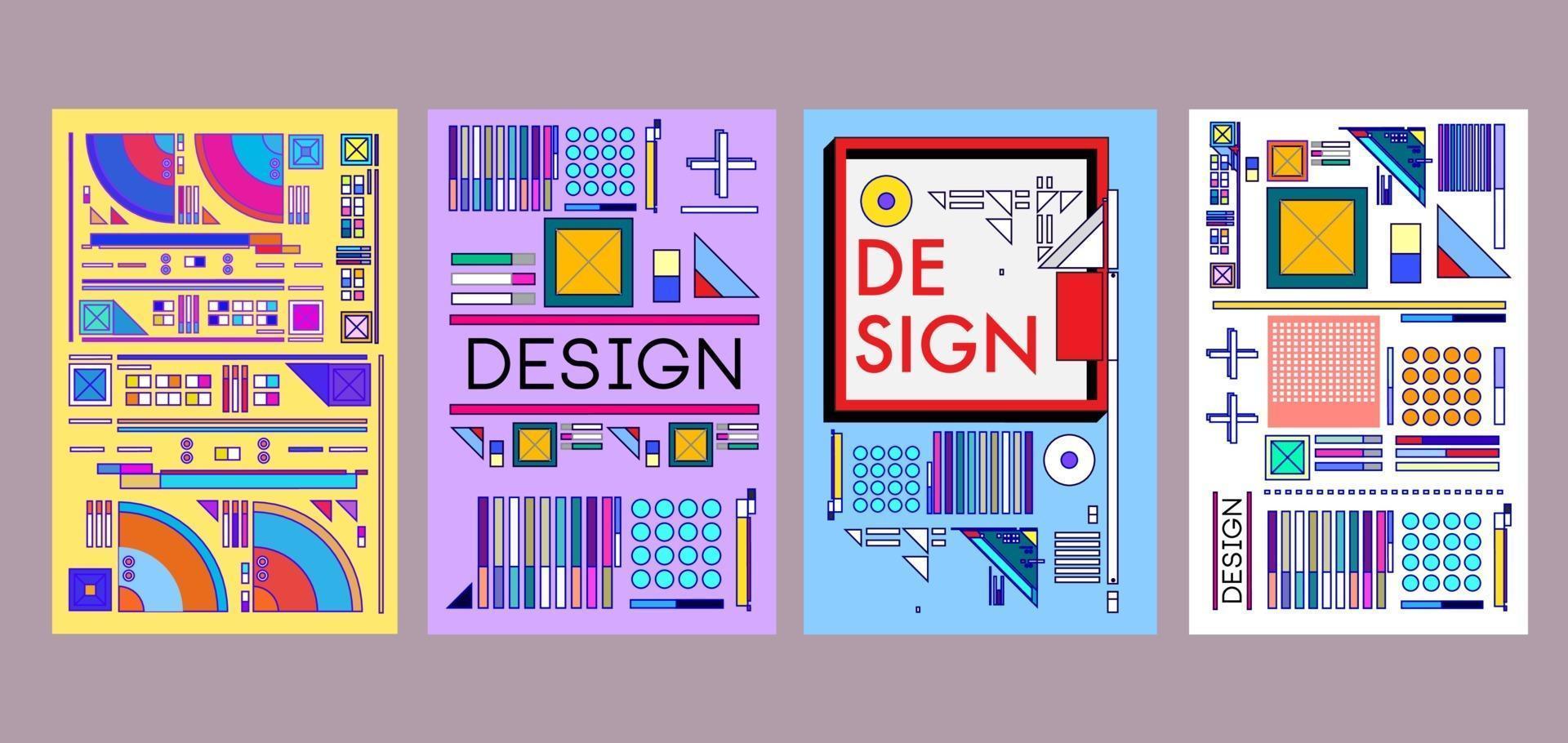 vettore astratto geometrico colorato e poster collage di testo