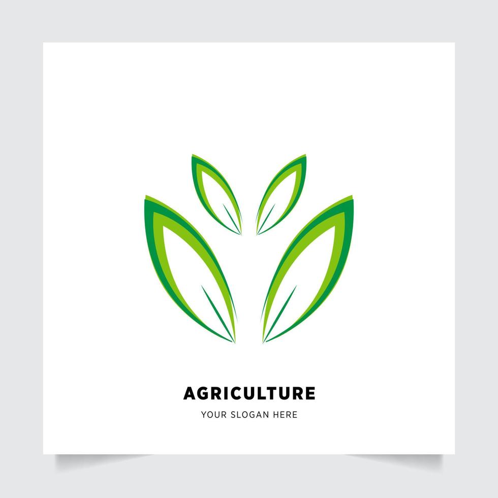 piatto emblema logo design per agricoltura con il concetto di verde le foglie vettore. verde natura logo Usato per agricolo sistemi, agricoltori, e piantagione prodotti. logo modello. vettore