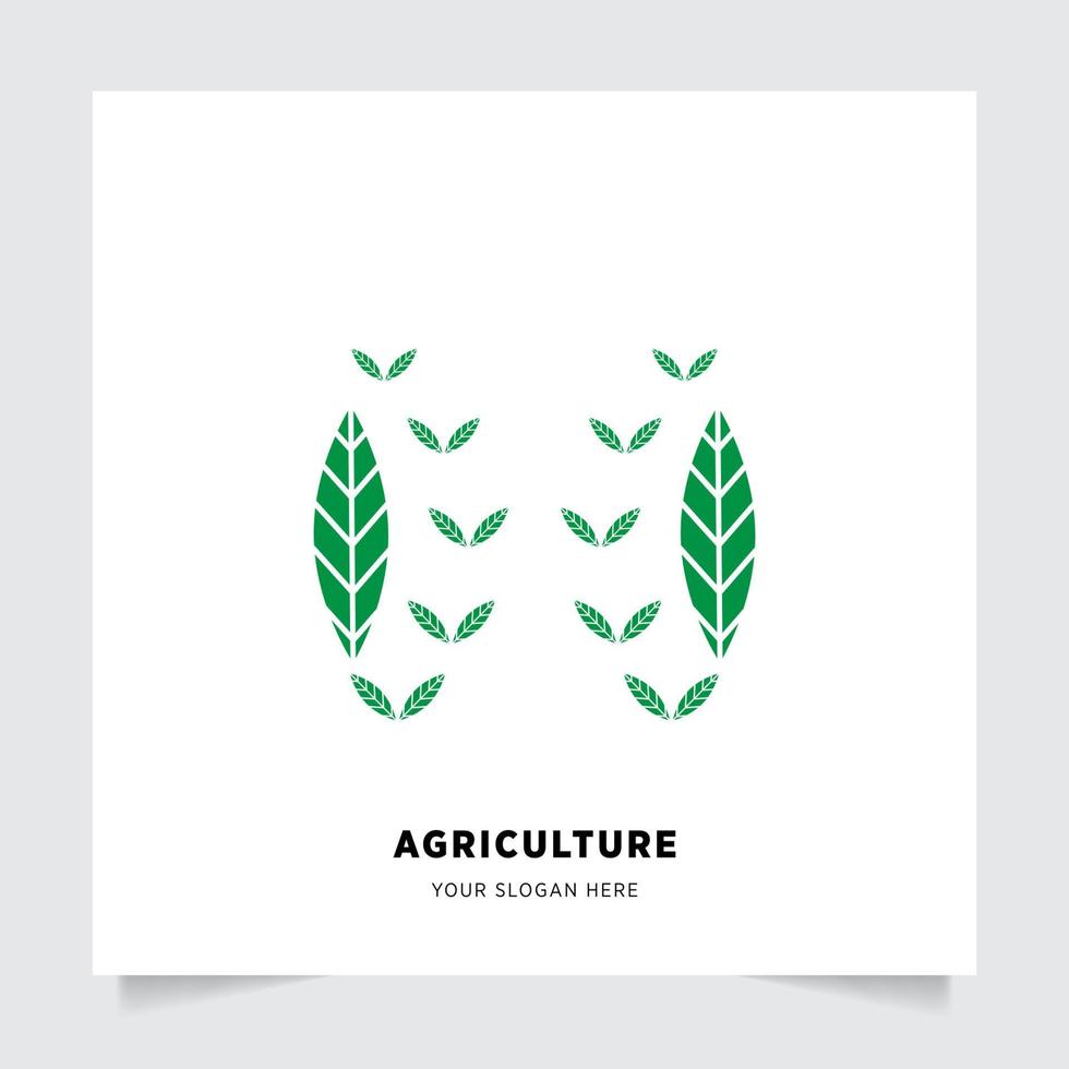 piatto emblema logo design per agricoltura con il concetto di verde le foglie vettore. verde natura logo Usato per agricolo sistemi, agricoltori, e piantagione prodotti. logo modello. vettore