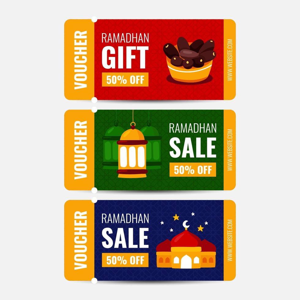 buono regalo Ramadhan con sfondo colorato vettore