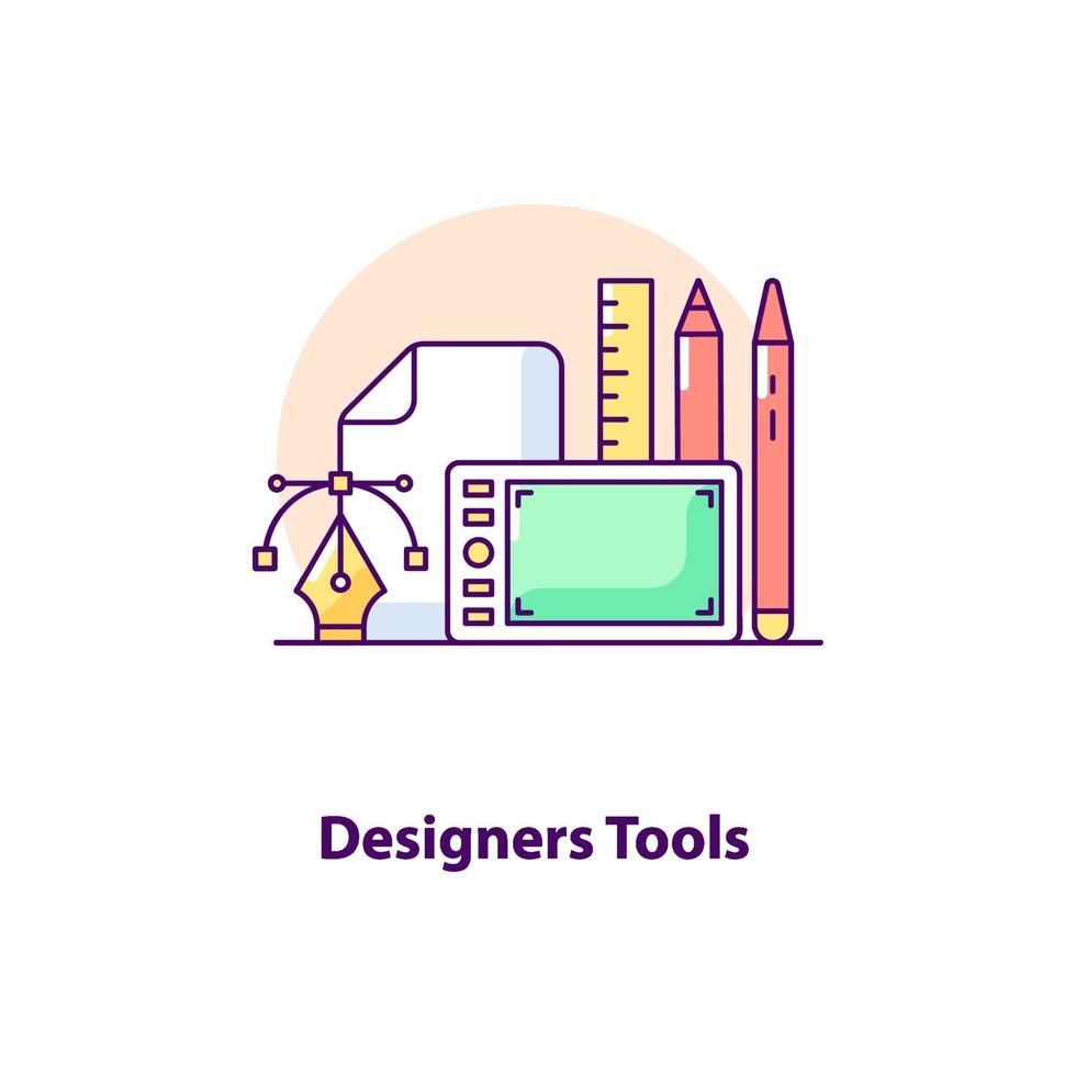 icona del concetto di interfaccia utente creativa di strumenti di designer vettore