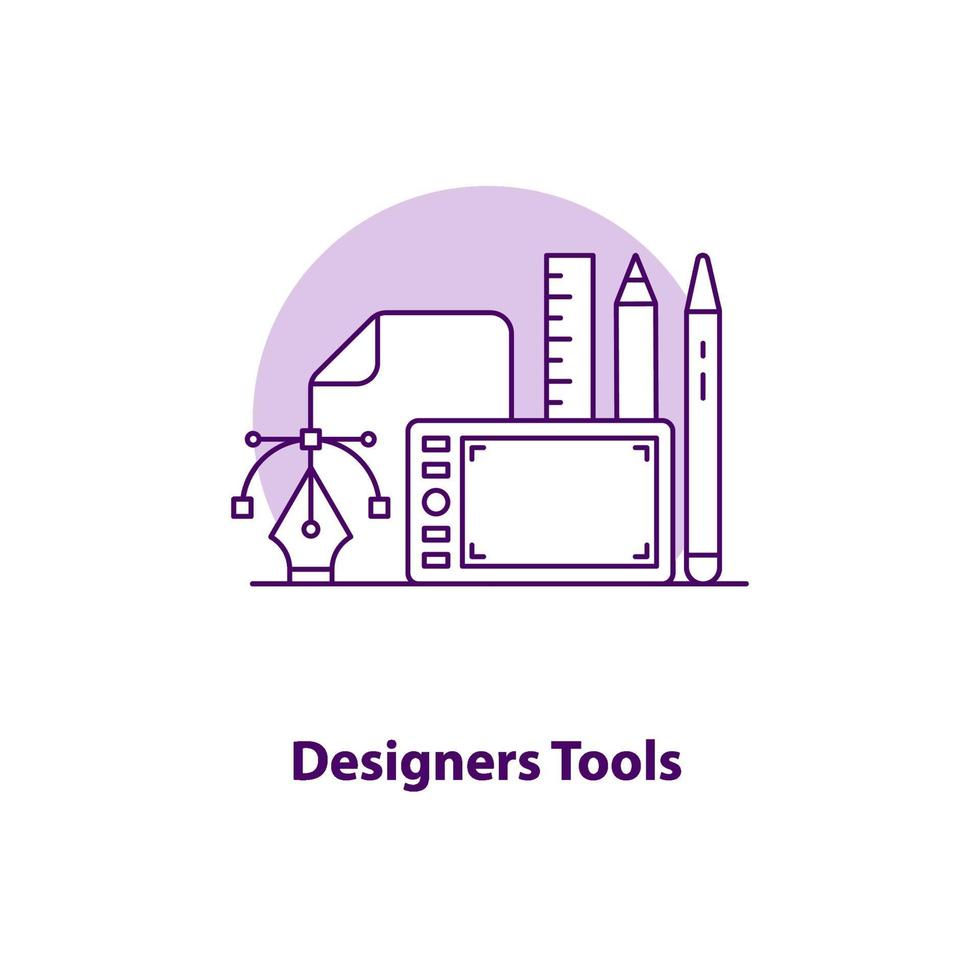 icona del concetto di interfaccia utente creativa di strumenti di designer vettore