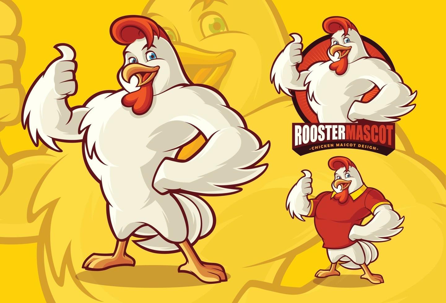 mascotte di pollo per attività alimentare con aspetto opzionale vettore