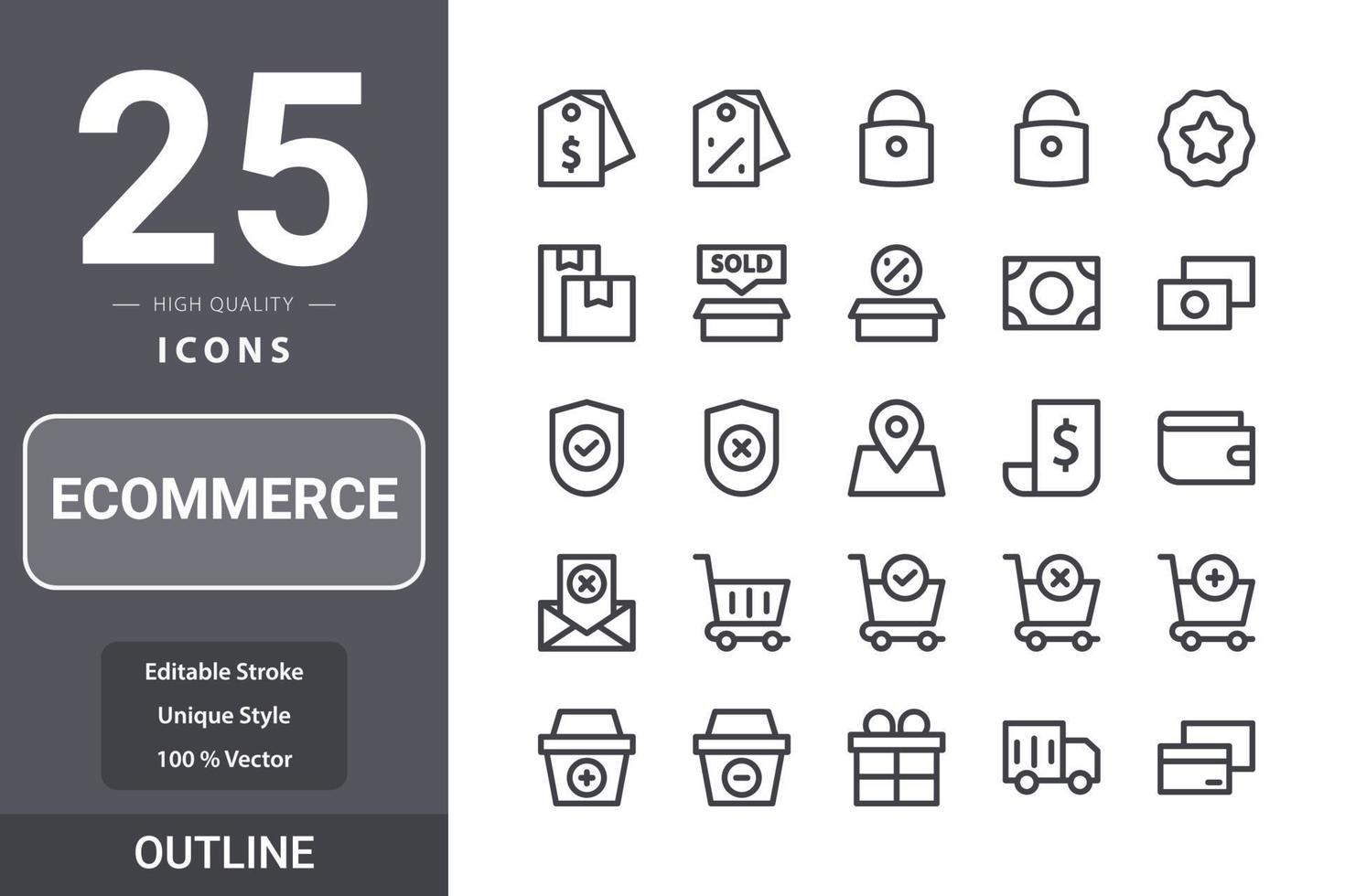 ecommerceicon pack per il design del tuo sito web, logo, app, ui. ecommerce icona disegno di contorno vettore