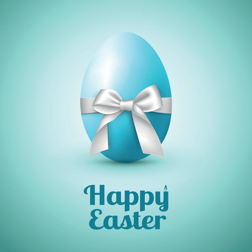 immagine astratta di un grande uovo con un fiocco bianco e congratulazioni per la Pasqua - illustrazione vettoriale