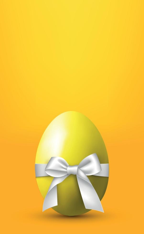 grande uovo con un fiocco bianco su sfondo giallo - illustrazione vettoriale