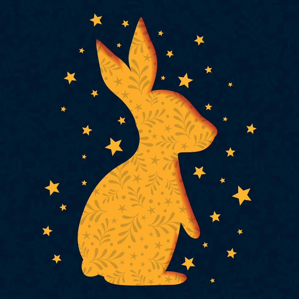 coniglietto di Pasqua astratto con ornamenti ed elementi - illustrazione vettoriale
