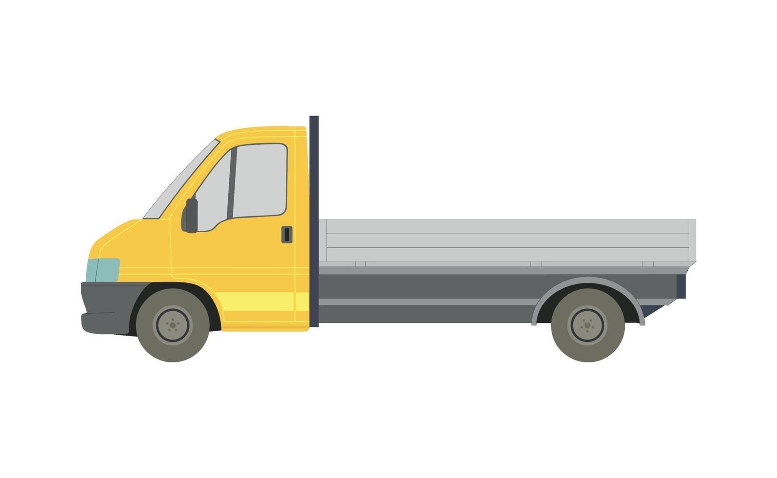 grande camion carico giallo su sfondo bianco - vettore