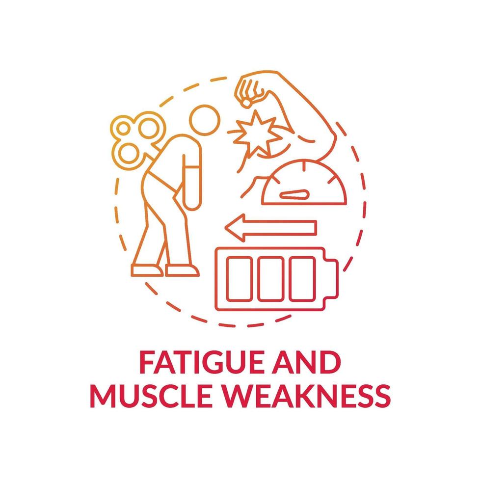 icona del concetto di stanchezza e debolezza muscolare vettore