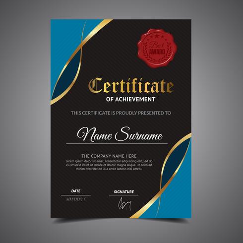 Raffreddare modello certificato blu vettore