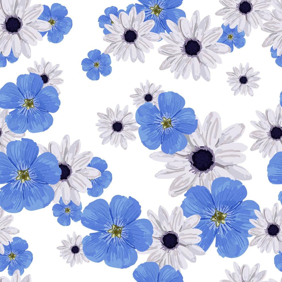 senza soluzione di continuità floreale modello con blu fiori. realistico piccolo fiori. primavera umore arredamento. vettore