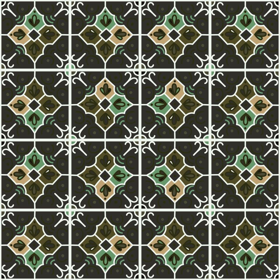 senza soluzione di continuità modello con decorativo mosaico elementi. Vintage ▾ piastrella. astratto geometrico ornamentale sfondo. vettore