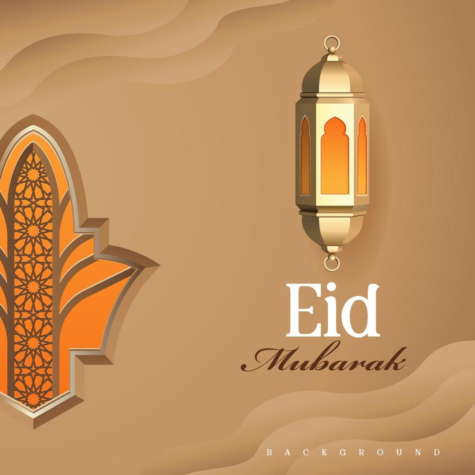 eid mubarak finestra lanterna design modello Marrone oro colore vettore