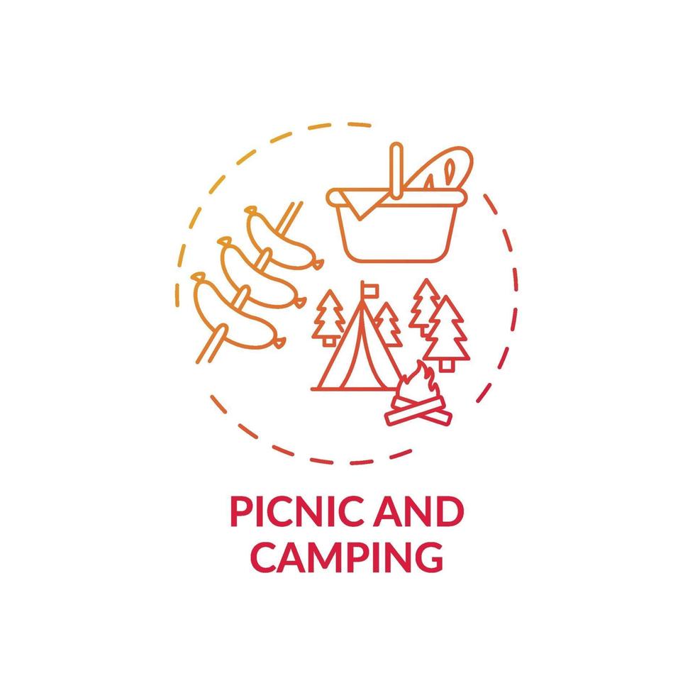 icona del concetto di picnic e campeggio vettore