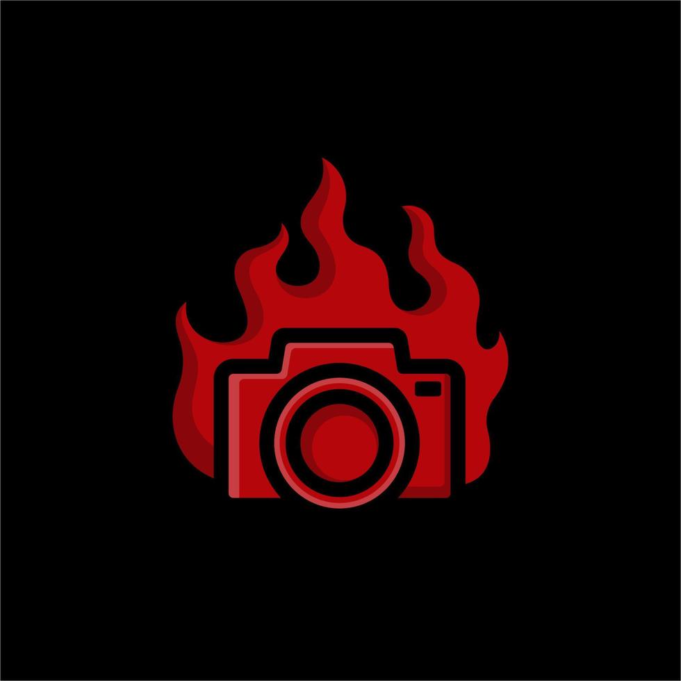 telecamera e fuoco emblema logo vettore