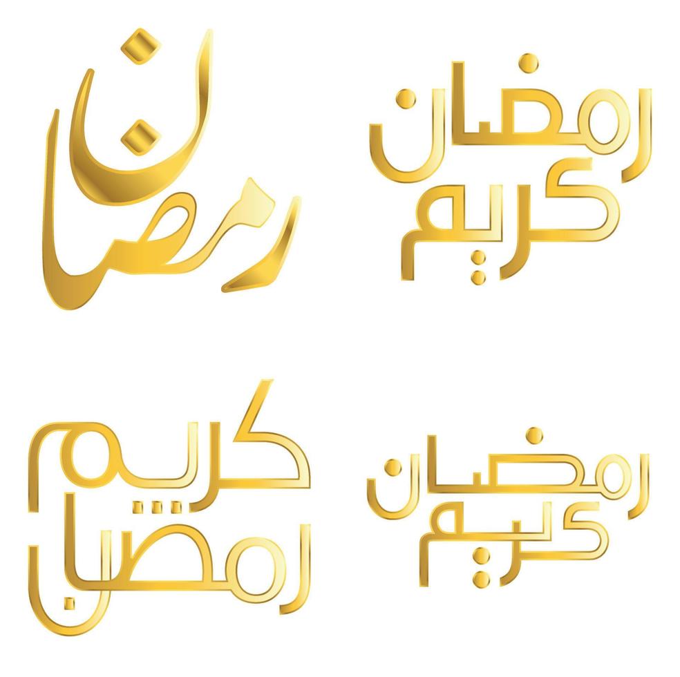 vettore illustrazione di d'oro Ramadan kareem auguri con Arabo tipografia.