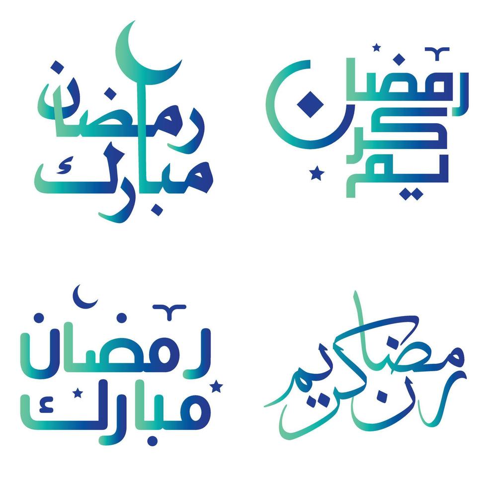 pendenza verde e blu Ramadan kareem Arabo calligrafia vettore design per il santo mese di Ramadan.