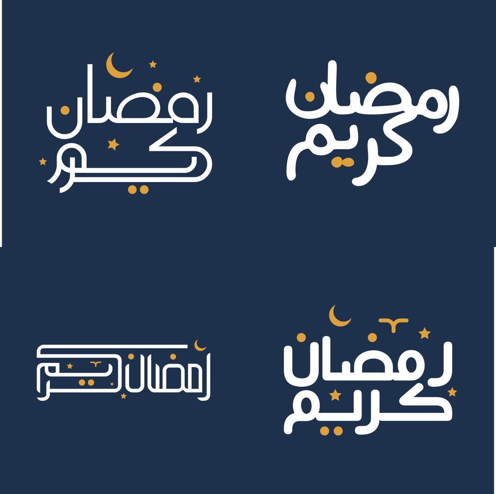 elegante bianca calligrafia con arancia design elementi per festeggiare Ramadan kareem vettore design.