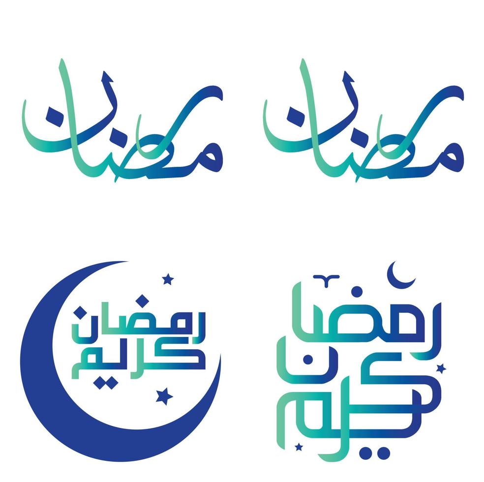 pendenza verde e blu Arabo calligrafia vettore design per festeggiare Ramadan kareem.