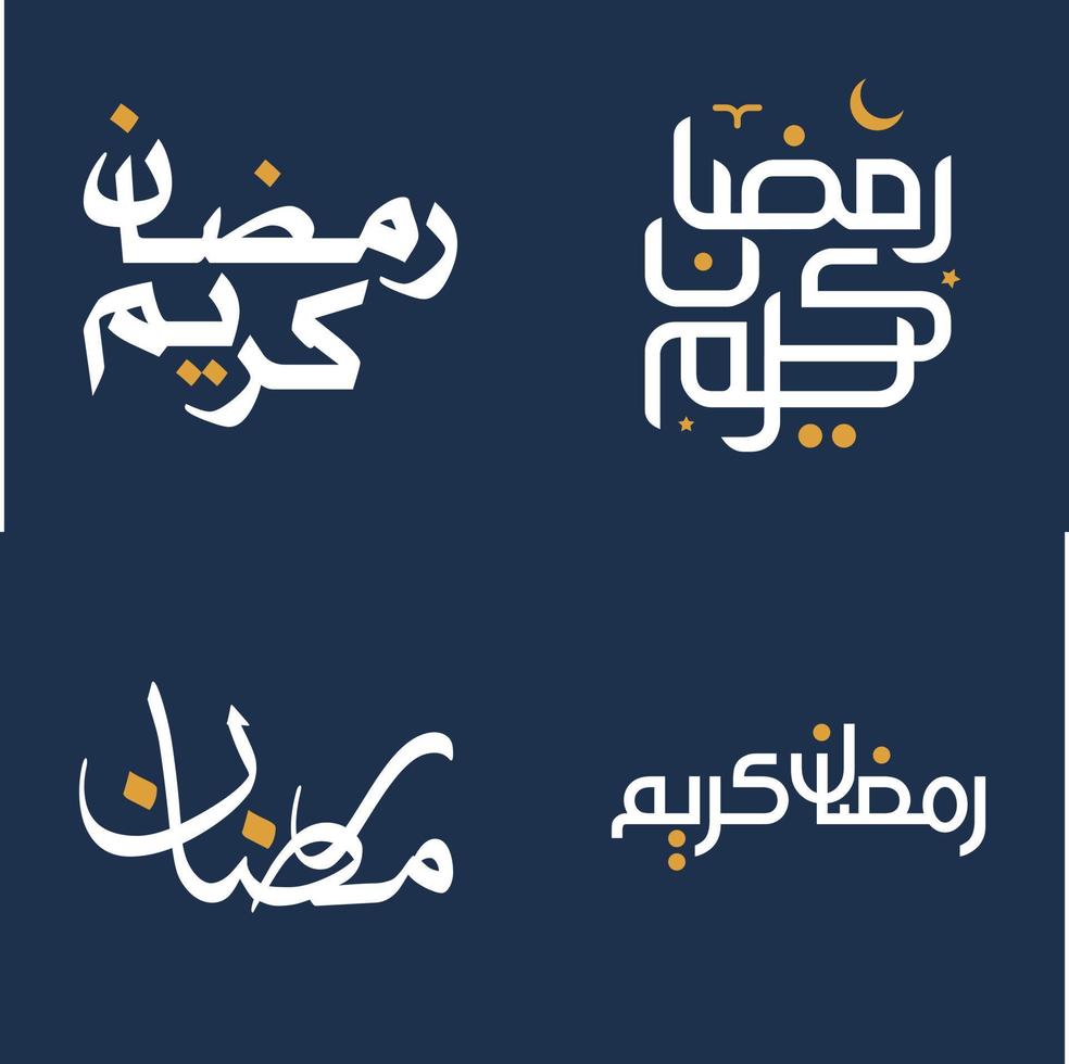 celebrare il santo mese di Ramadan con bianca e arancia calligrafia vettore design.