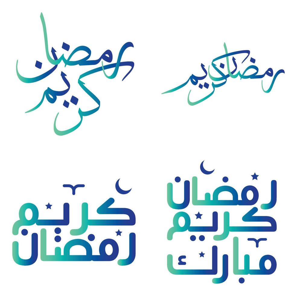 vettore illustrazione di elegante pendenza verde e blu Ramadan kareem calligrafia.