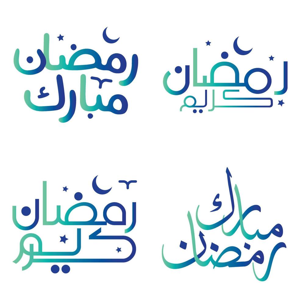 celebrare santo mese di digiuno con pendenza verde e blu Ramadan kareem vettore illustrazione.