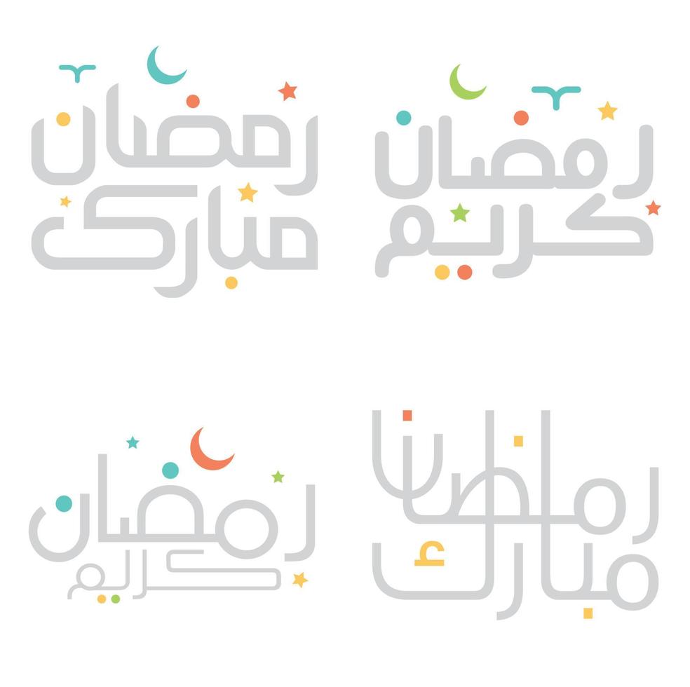 Arabo saluto tipografia impostato per Ramadan kareem celebrazioni. vettore