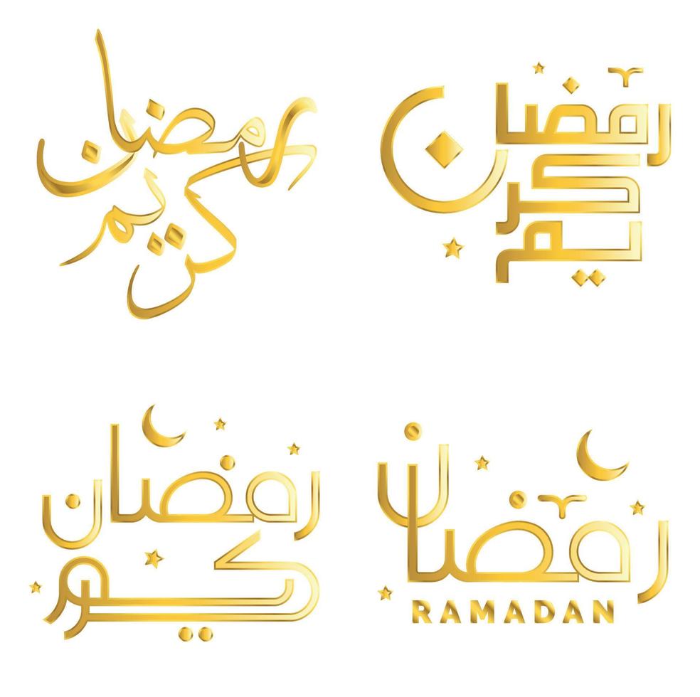 celebrare Ramadan kareem con islamico d'oro calligrafia vettore illustrazione.