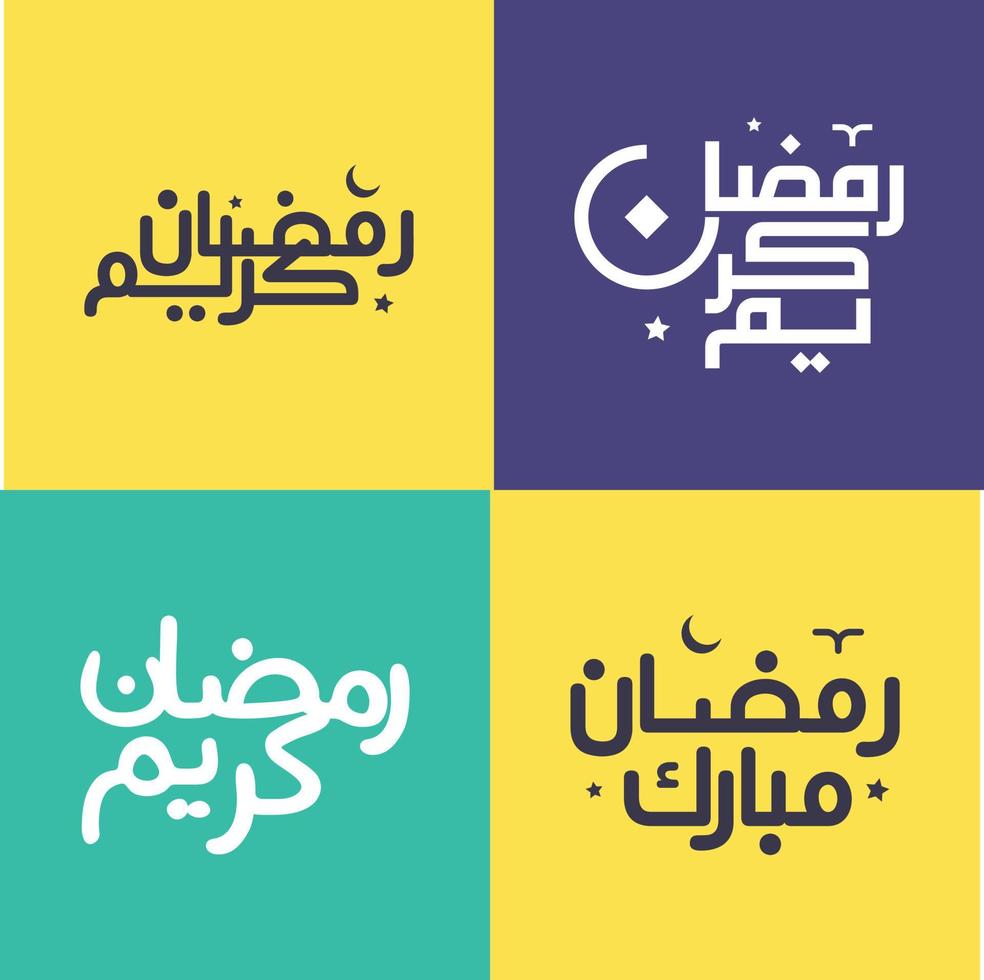 moderno e minimalista Arabo calligrafia imballare per Ramadan mubarak saluti. vettore