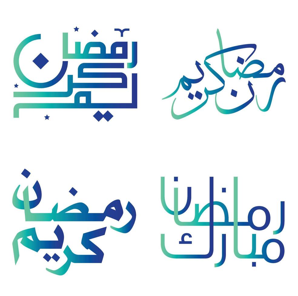 elegante pendenza verde e blu Ramadan kareem vettore design con Arabo calligrafia.