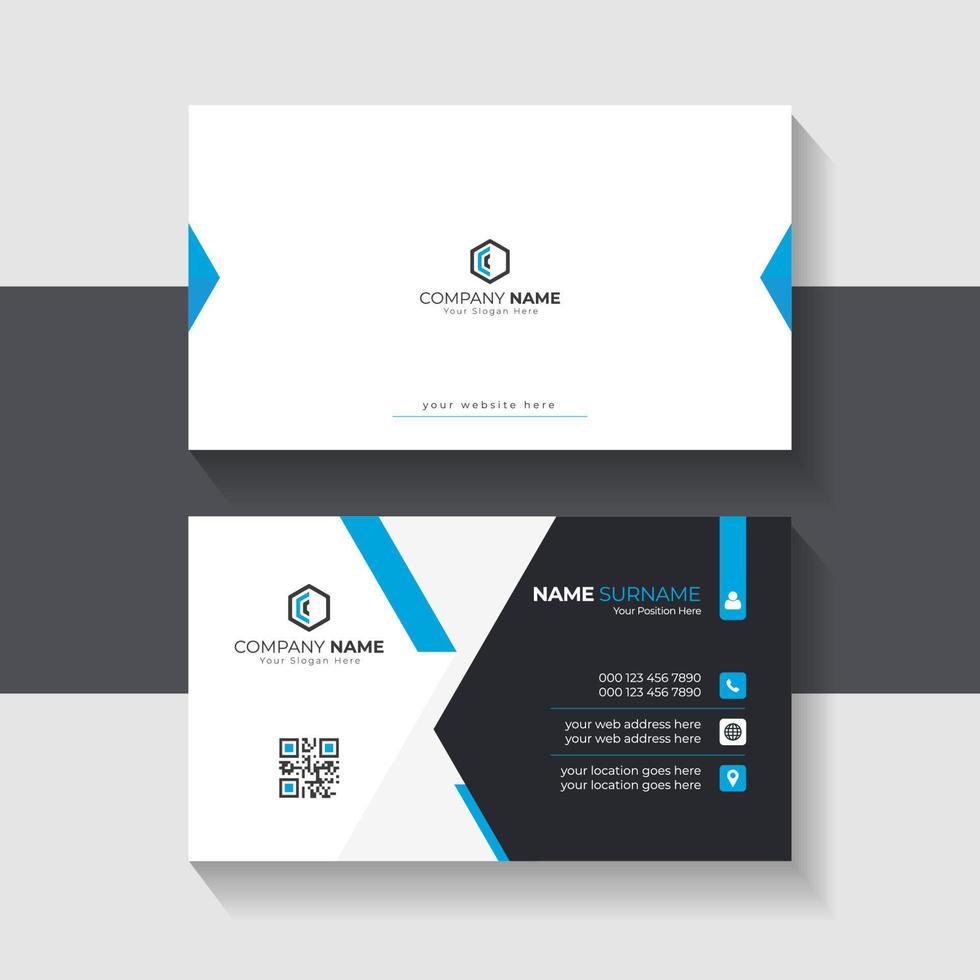 creativo e professionale attività commerciale carta design con blu e buio colori moderno e elegante attività commerciale carta modello vettore