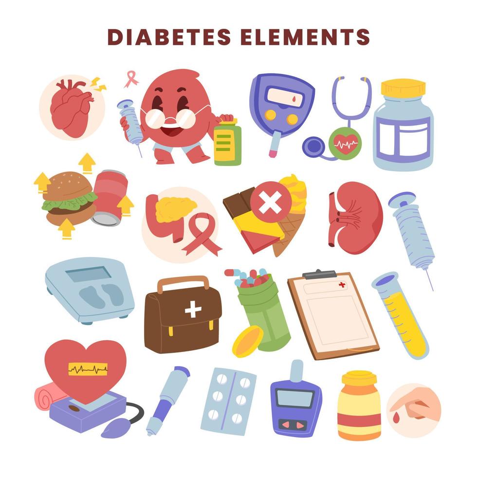 diabete elementi Infografica vettore