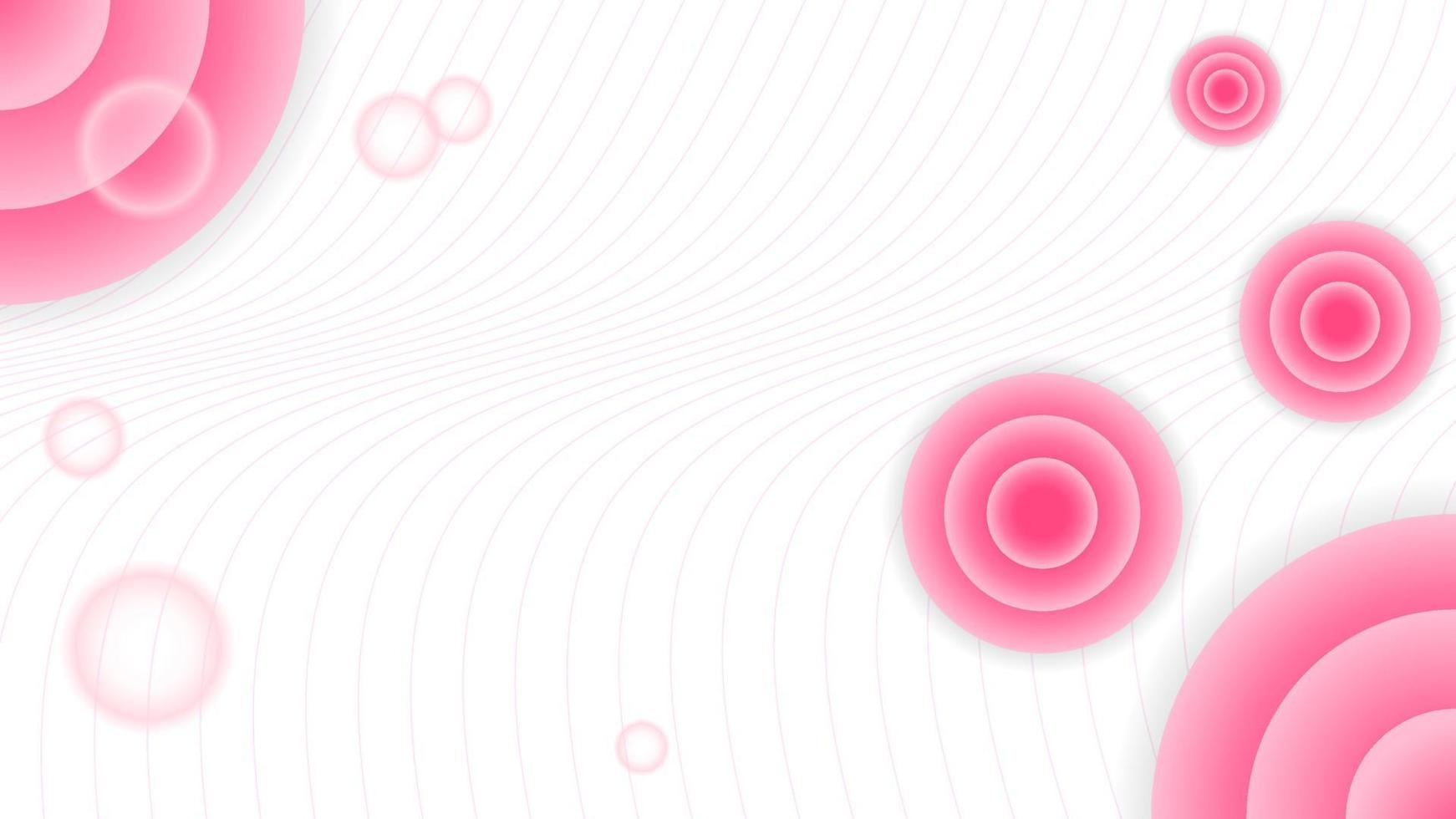 sfondo design con ondulato linea, bolla e cerchio elementi. minimo, semplice e pulito concetto. rosa e bianca. Usato per sfondo, sfondo, striscione, sfondo, copia spazio o atterraggio pagina vettore