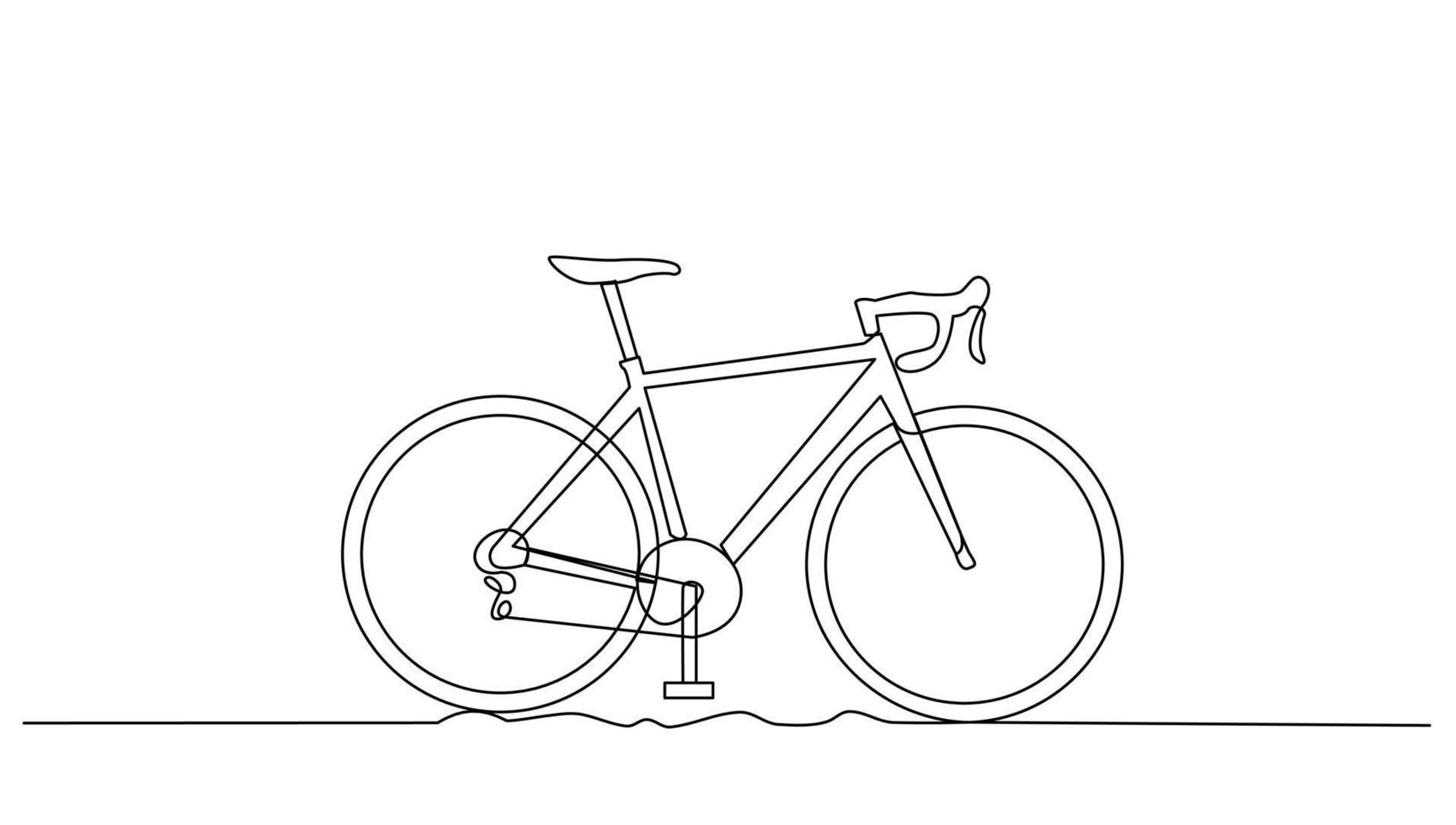 montagna bicicletta continuo linea arte per vettore illustrazione