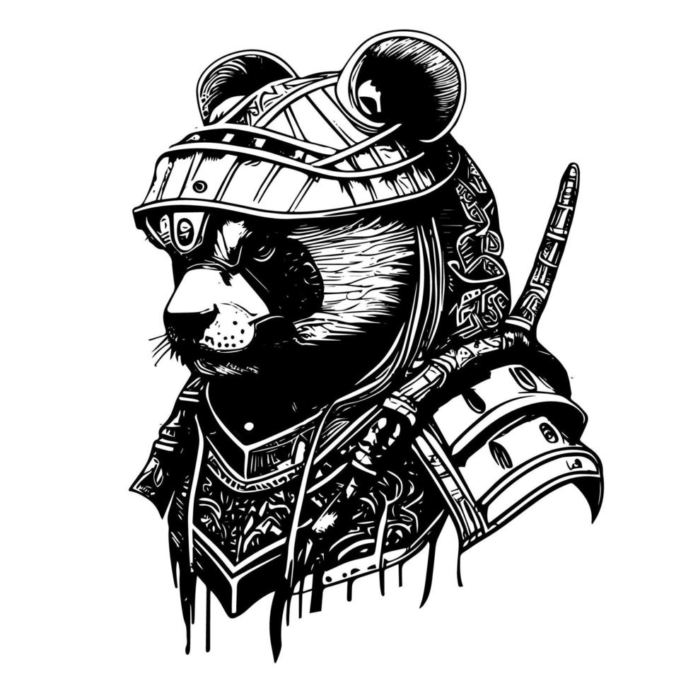 arrabbiato panda illustrazione logo nero e bianca mano disegnato illustrazione vettore