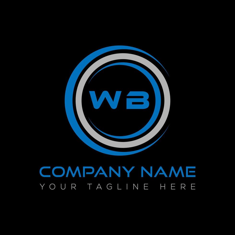 wb lettera logo creativo design. wb unico design. vettore