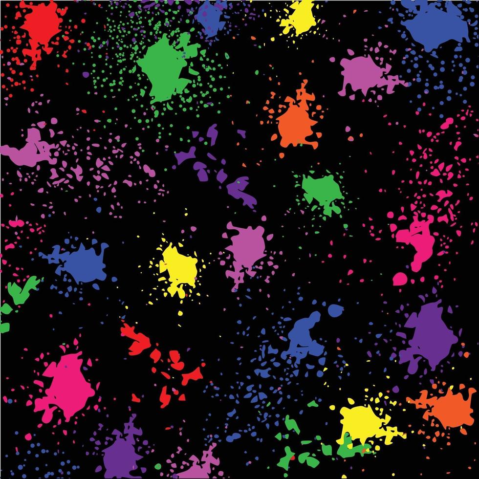 disegno astratto di schizzi di vernice colorata su sfondo nero vettore