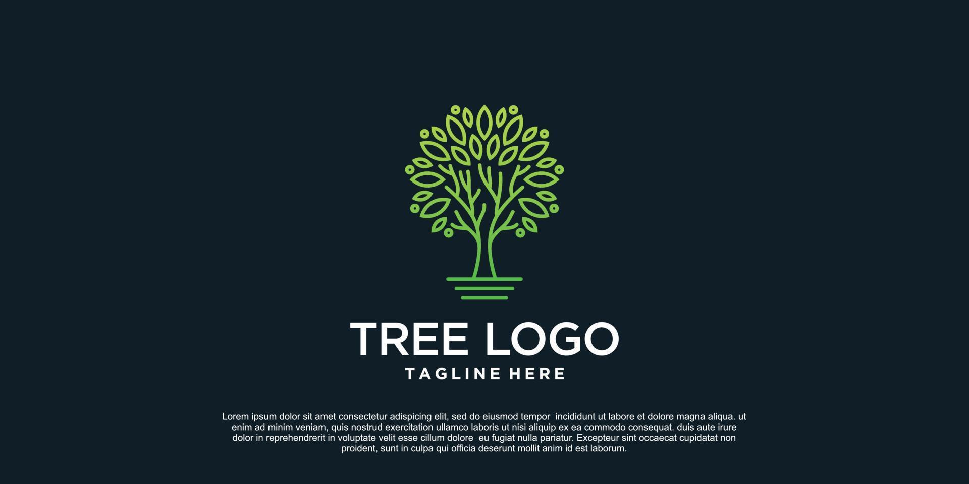 albero logo design semplice concetto premio vettore
