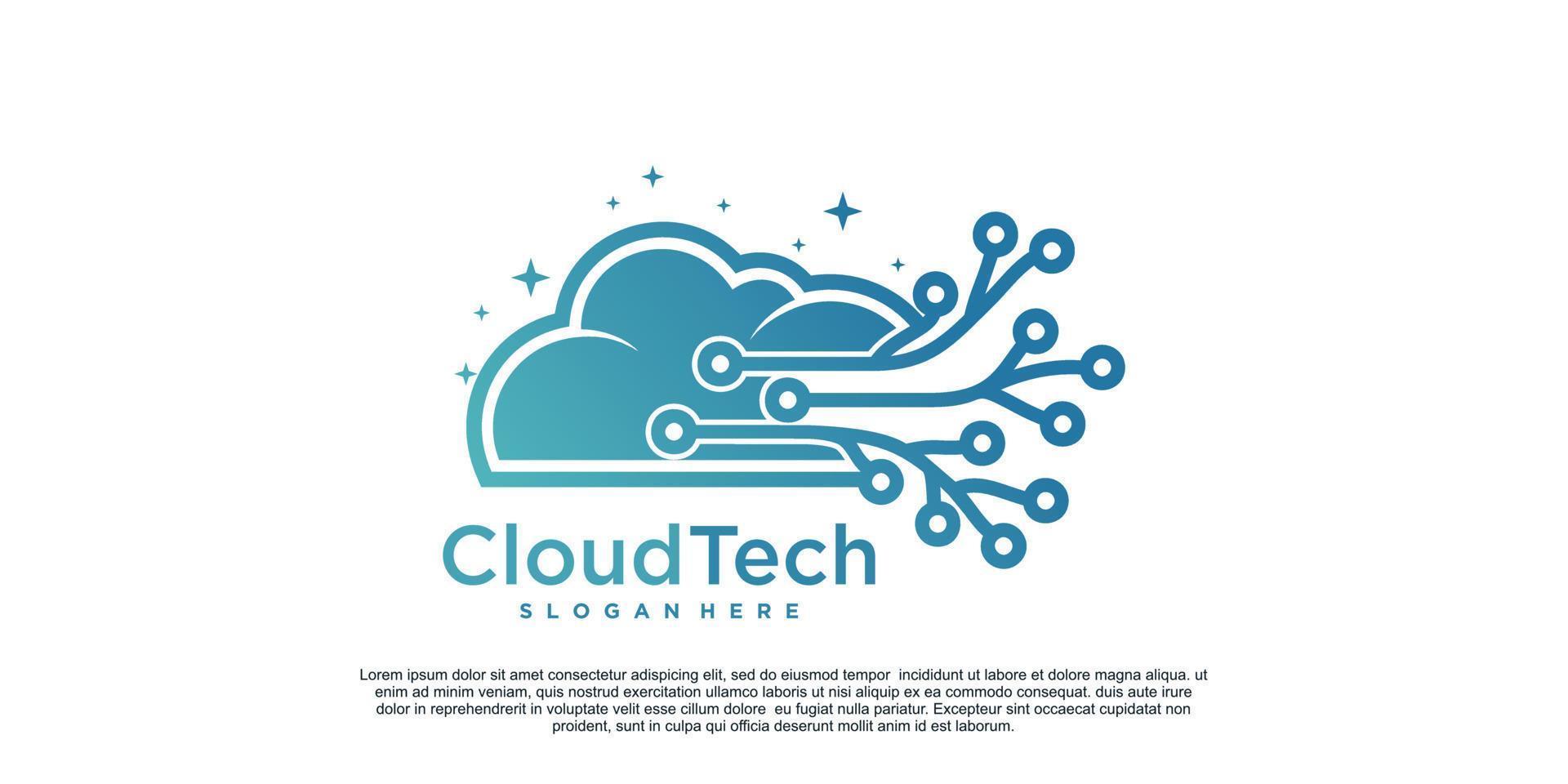 nube Tech logo design semplice concetto premio vettore