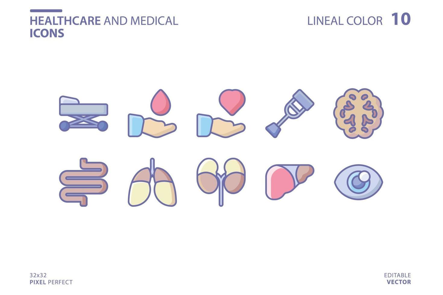 linea sanitaria e medica e set di icone di riempimento vettore