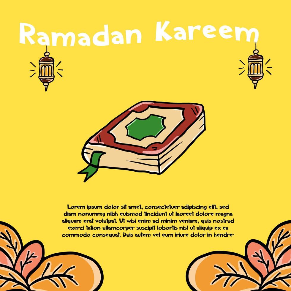 santo libro mano disegno illustratore Ramadan kareem gratuito vettore