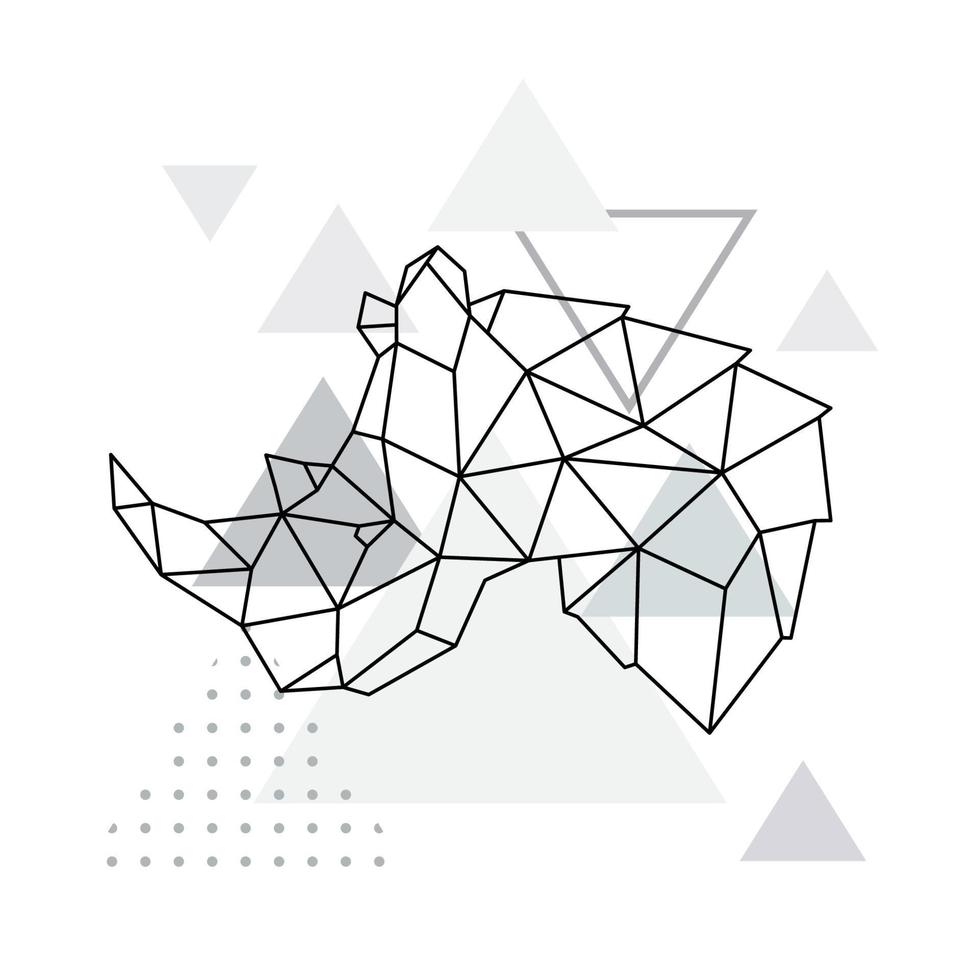 emblema geometrico di rinoceronte. illustrazione vettoriale del muso di rinoceronte in stile poligonale.